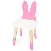 Cadeira Caderiha Coelho Rosa Infantil de Madeira MDF