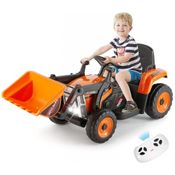 Escavadeira Elétrica Infantil a Bateria 12V com Controle Remoto 2.4 GHz, 3 Velocidades, Música e Luz LED, JOYLDIAS, L...