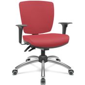 Cadeira de Escritório Executiva Office Base Giratória Cromada Baixa Flexi P03 Vinil Vermelho - Lyam