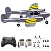 RTF Avião de Controle Remoto 2.4G Design 2CH, Idade Recomendada 14, PLRB TOYS, Cinza