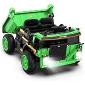 Caminhão de Construção Elétrico Infantil 2 Assentos com Caçamba, 12V, ANPABO, Verde