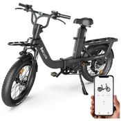 Bicicleta Elétrica para Adultos com Velocidade até 32 km/h, Alcance 120 km, 7 Velocidades e Bateria Removível 750WH, 1500W, Baicycle, Preta