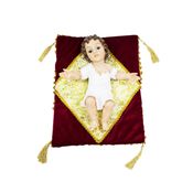 Menino Jesus Roupa Branca Na Almofada 37cm - Enfeite Resina - Tudo em Caixa