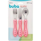 Kit Talher Infantil INOX Garfo Faca Colher Estrelinha Buba