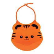 Babador Silicone Com Pega Migalhas Laranja Tigrezinho Buba