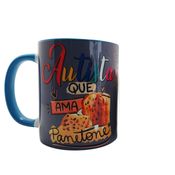 Caneca decorativa de Natal Autista que ama Panetone com chaveiro