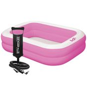 Piscina Inflável Retangular Rosa 100 Litros com Bomba VG+