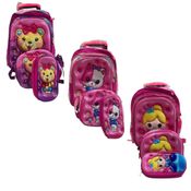 Kit Mochila Rodinha Infantil  Menina Lancheira Térmica Estojo Organizador