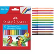 Kit 10 Canetinhas Hidrográficas Faber-Castell Com 12 Cores Volta As Aulas