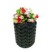 Vaso Porta Objeto 3d Decorativo Sala 12 cm Preto