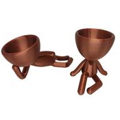 Kit 2 Vasos Preguiçosos Suculentas Decoração 19 cm Decorativo Bronze