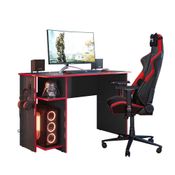 Mesa Gamer Preto Fosco Vermelho Qmovi