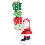 Decoração de Natal em Resina Papai Noel com Presentes Colorido com Brilho - 14 cm -