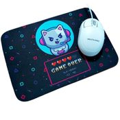 Combo Mouse Multilaser Preto Mo302 + Mouse Pad Gato Mesa