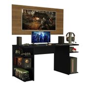 Mesa Gamer Preta e Painel para TV até 50 Polegadas Madesa