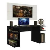 Mesa Gamer Preta e Painel para TV até 50 Polegadas Madesa