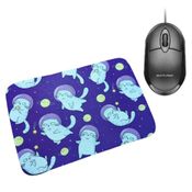 Combo Mouse Multilaser Preto Mo300 + Mouse Pad Gato Espacial