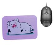 Combo Mouse Multilaser Preto Mo300 + Mouse Pad Pig Deitado