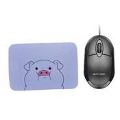 Combo Mouse Multilaser Preto Mo300 + Mousepad Pig Face