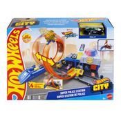 Pista de Percurso - Hot Wheels - City - Super Delegacia de Polícia - Mattel