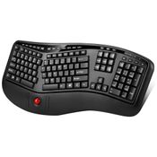 Adseeo Teclado Ergonômico Sem Fio Recarregável Reduz a Tensão das Mãos, ADESSO WKB 3500UB, Preto