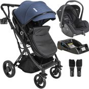 Carrinho de Bebe Kiddo Vox II com Bebe Conforto e Base Marinho