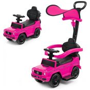 Carrinho de Passeio Infantil 3 em 1 com Alça, Buzina e Compartimento de Baixo do Assento para Crianças de 1 a 3 Anos, Costzon Mercedes Benz, Rosa