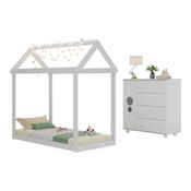 Cama Infantil Montessoriana Para Colchão 150x70cm Com Cômoda Pimpolho Multimóveis Mx4281 Branco