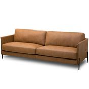 Sofá 3 Lugares Para Sala de Estar Living Industrial 270cm Amábile L06 Couro Camel - Lyam Decor