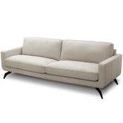 Sofá 3 Lugares Para Sala de Estar Living Industrial 240cm Trento L06 Couro Off White - Lyam Decor
