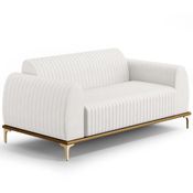 Sofá 180cm 3 Lugares Base Gold Molino D06 PU C-12 Branco - Mpozenato