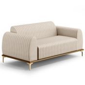 Sofá 180cm 3 Lugares Base Gold Molino D06 Suede C-309 Bege - Mpozenato