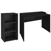 Mesa Escrivaninha 113cm Smile e Estante Livreiro 45x81cm Lean A06 Preto - Mpozenato