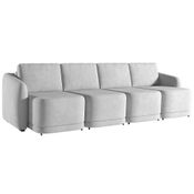 Sofá Cama para Sala de Estar 4 Lugares 316cm Montserrat K01 Veludo Cinza - Lyam Decor