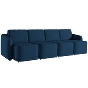 Sofá Cama para Sala de Estar 4 Lugares 316cm Montserrat K01 Veludo Azul Marinho - Lyam Decor