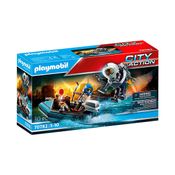 Playmobil - Polícia Com Jet Pack E Barco - City Action - 70782