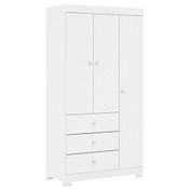 Guarda Roupa Infantil Duda 3 Portas Branco Brilho - Phoenix Baby