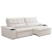 Sofá Retrátil Reclinável Para Sala de Estar Living 230cm Ártico F04 Bouclê Cru - Lyam Decor