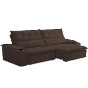 Sofá Retrátil Reclinável Para Sala de Estar Living 250cm Ártico F04 Veludo Marrom - Lyam Decor