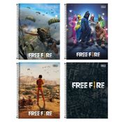 Kit 4 Cadernos Free Fire Espiral 80fls Tilibra - Sortido