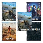 Kit 5 Cadernos Free Fire Espiral 96fls Tilibra - Sortido