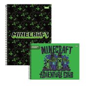 Kit Caderno Espiral Minecraft + Caderno Desenho Minecraft