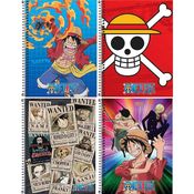 Kit 4 Caderno Espiral Universitario One Piece 80 Fls - Tilibra