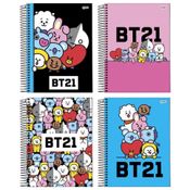 Kit 4 Cadernos Bts Bt21 Espiral KPop CD 80fls - Jandaia