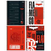 Kit 4 Cadernos Flamengo Mengão Grande 160fls Foroni