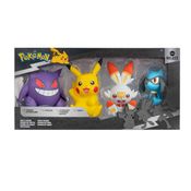 Figura em Vinil - Pack com 4 - 4W2 - Gengar - Pikachu - Scorbunny - Riolu - Sunny
