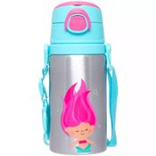 Garrafinha Infantil Aluminio Sereia Antivazamento com Canudo em Silicone 450ml 3+ Buba