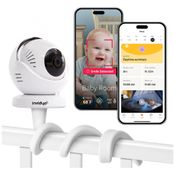 Baba Eletrônica Câmera 1080P com Detecção de Choro e Visão Noturna para IOS e Android, Invidyo, Branca