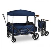 Carrinho de Passeio para 4 Crianças Multifuncional com Porta Objeto e Cobertura, até 80 kg, WONDERFOLD X4, Azul