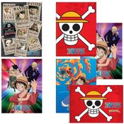 Kit 5 Cadernos Brochurão One Piece e 1 Desenho 80 Folhas